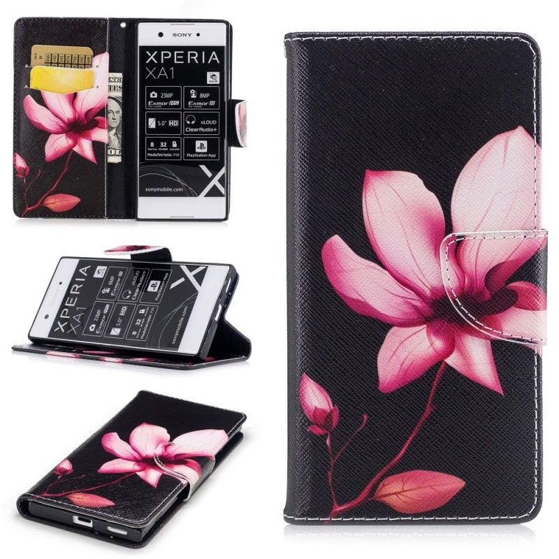 Lærdeksel Folio Deksel Sony Xperia XA1 Mobildeksel Rosa Blomst