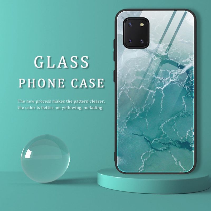 Deksel Samsung Galaxy S10 Lite Turkis Marmorfarger Herdet Glass