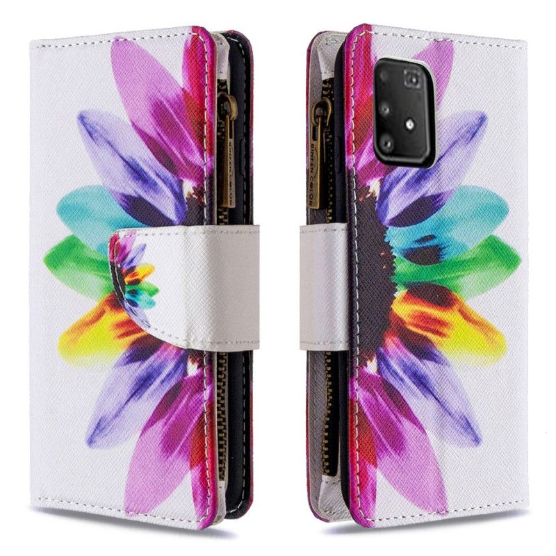 Folio Deksel Samsung Galaxy S10 Lite Svart Blomsterlomme Med Glidelås Beskyttelse