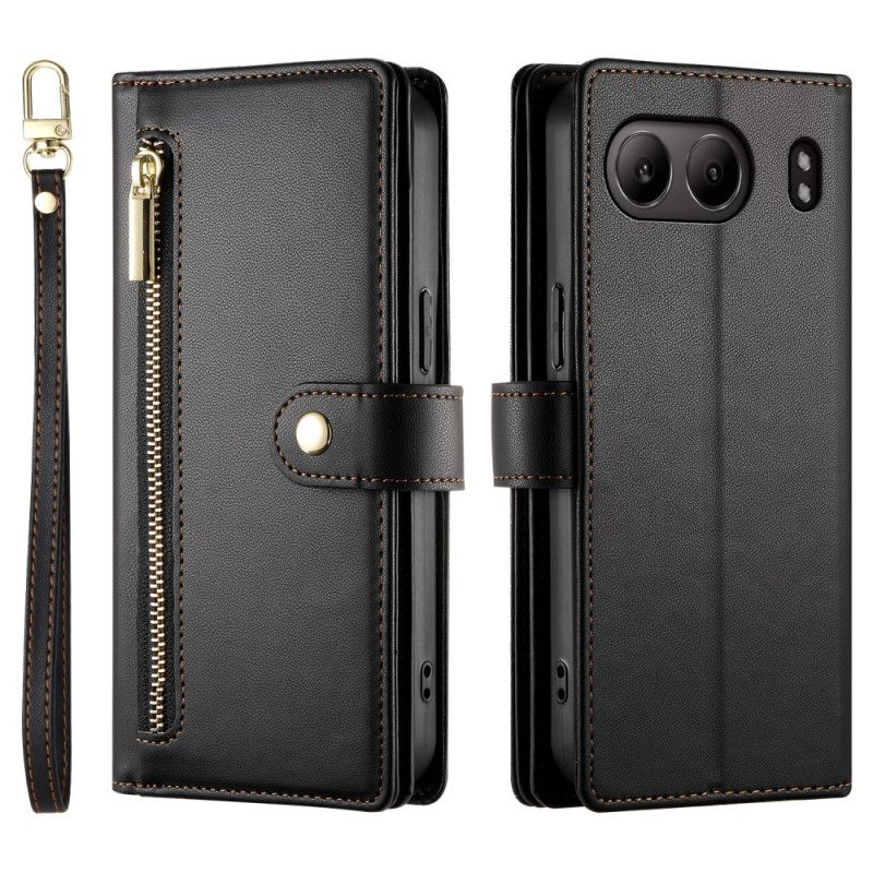 Lærdeksel Folio Deksel Oneplus Nord 4 Lommebok Med Stropp Og Skulderstropp