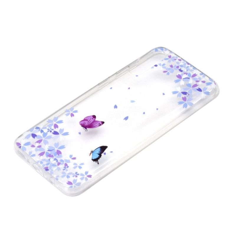 Deksel Samsung Galaxy A70 Gjennomsiktige Sommerfugler Og Blomster Beskyttelse