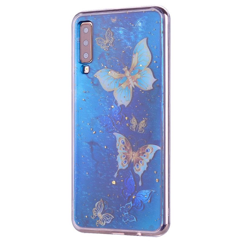 Deksel Samsung Galaxy A70 Mobildeksel Sommerfugler Og Glitter