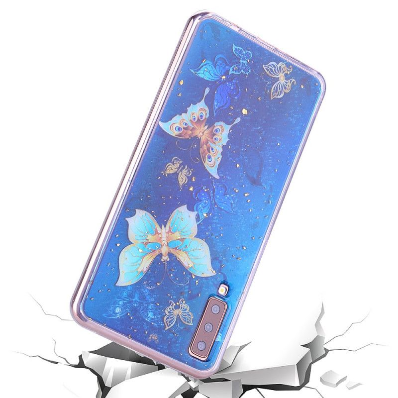 Deksel Samsung Galaxy A70 Mobildeksel Sommerfugler Og Glitter
