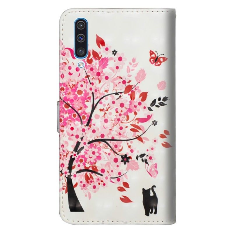 Lærdeksel Folio Deksel Samsung Galaxy A70 Mobildeksel Rosa Tre