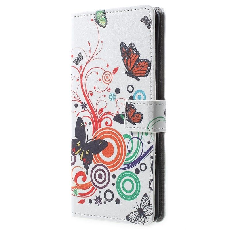 Folio Deksel Samsung Galaxy Note 9 Lilla Sommerfugler Og Blomster