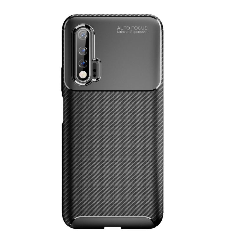 Deksel Huawei Nova 6 Svart Fleksibel Karbonfibertekstur