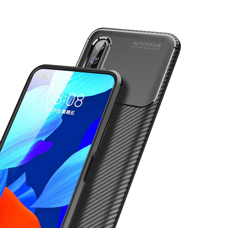 Deksel Huawei Nova 6 Svart Fleksibel Karbonfibertekstur