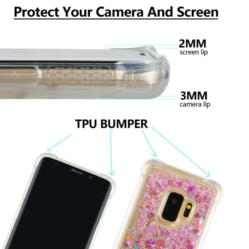 Deksel Samsung Galaxy S9 Lyseblå Mobildeksel Premium Glitter