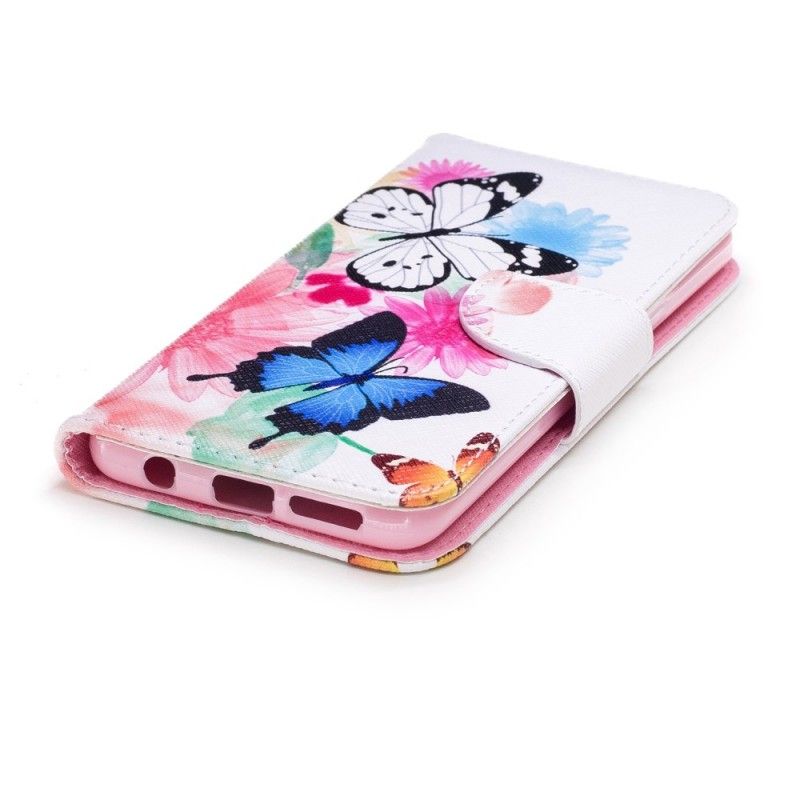 Folio Deksel for Samsung Galaxy S9 Rosa Malte Sommerfugler Og Blomster
