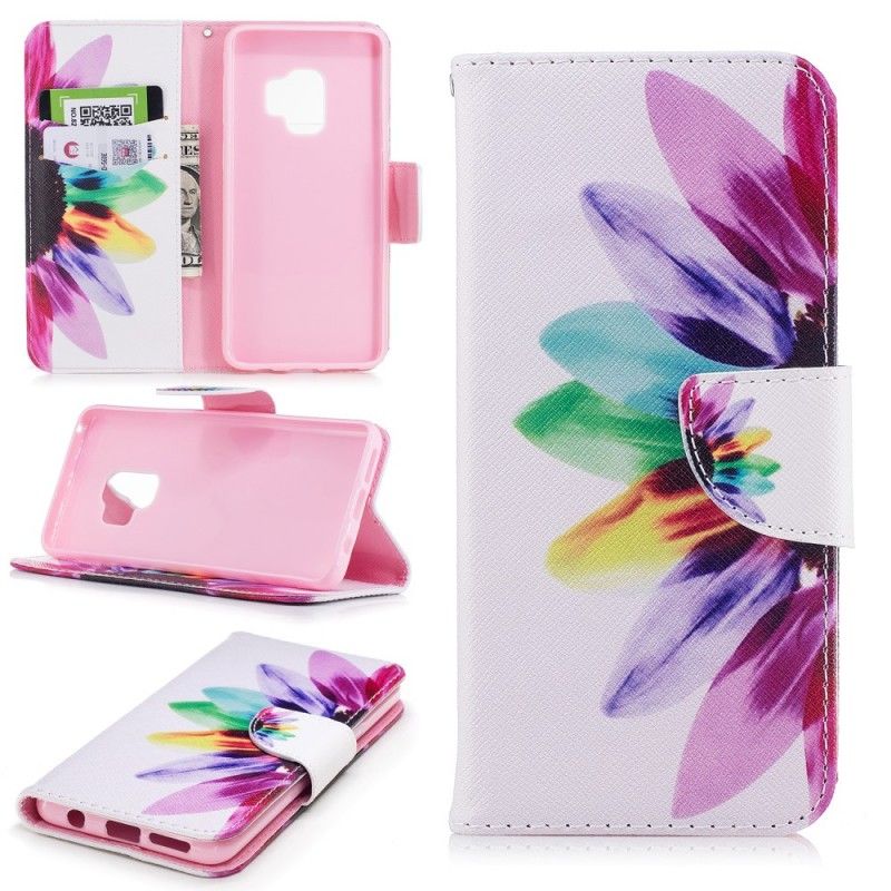 Folio Deksel Samsung Galaxy S9 Akvarellblomst