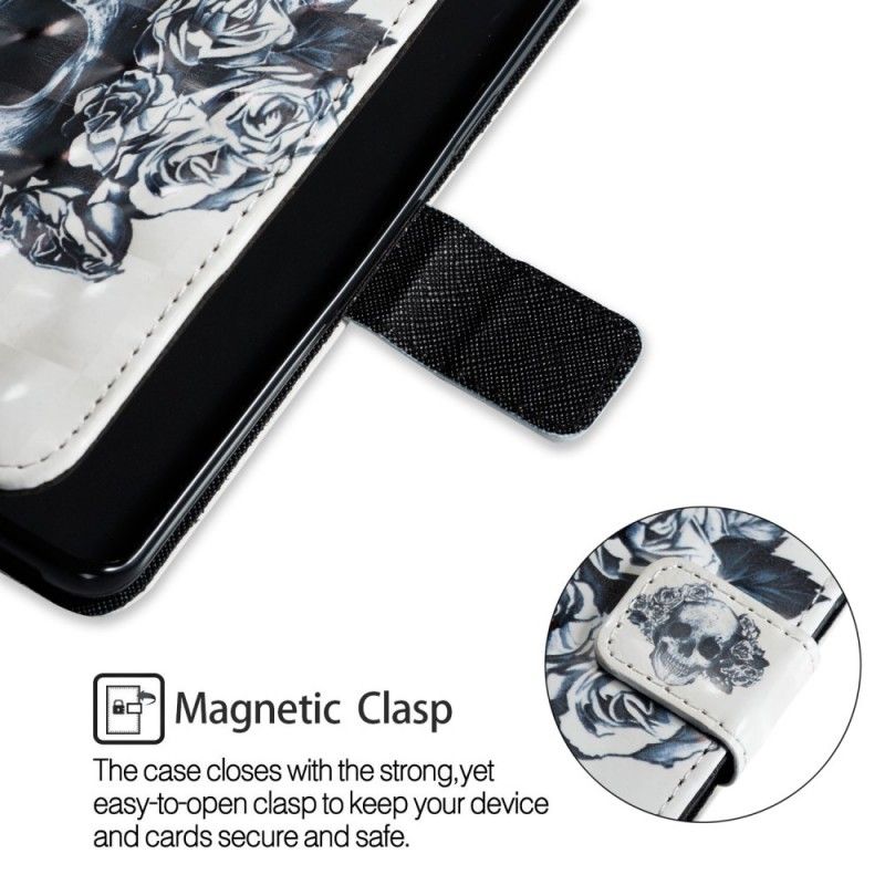 Lærdeksel Folio Deksel Samsung Galaxy S9 Mobildeksel 3D Blomsterskalle