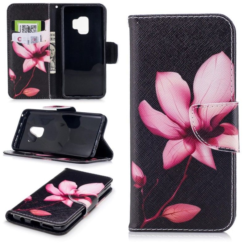 Lærdeksel Folio Deksel Samsung Galaxy S9 Mobildeksel Rosa Blomst