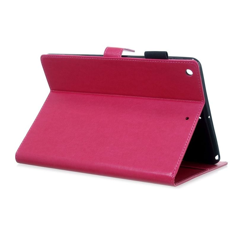 Folio Deksel for iPad 10.2" (2019) (2020) Rød Skinneffekt Sommerfugler Diamanter