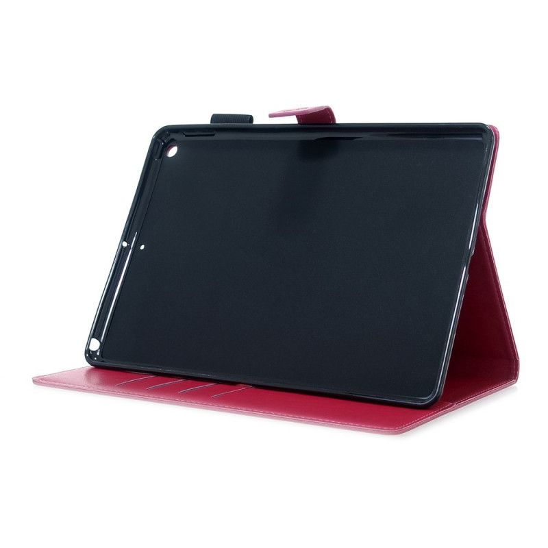 Folio Deksel for iPad 10.2" (2019) (2020) Rød Skinneffekt Sommerfugler Diamanter