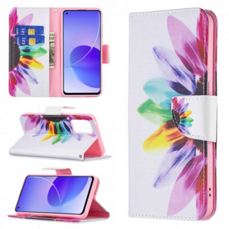 Folio Deksel Til Oppo Reno 6 5g Blomsterakvarell