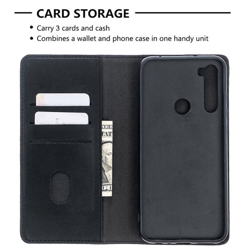 Folio Deksel Xiaomi Redmi Note 8T Svart Avtakbart Skall Av Ekte Lær