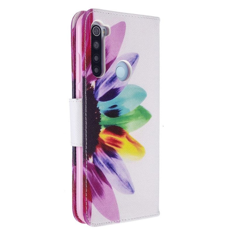 Lærdeksel Folio Deksel Xiaomi Redmi Note 8T Akvarellblomst