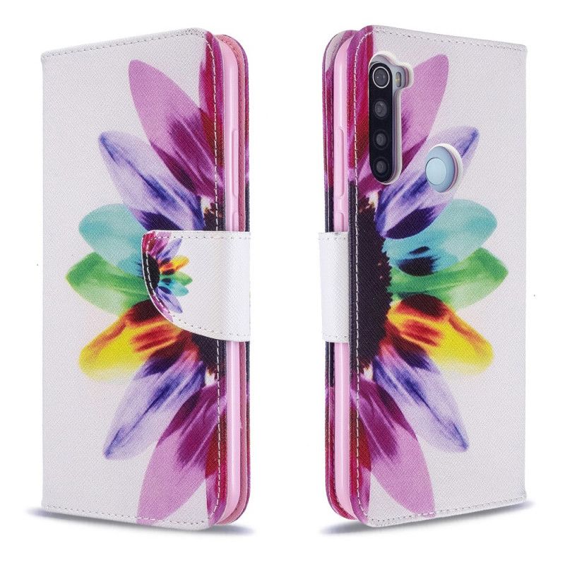 Lærdeksel Folio Deksel Xiaomi Redmi Note 8T Akvarellblomst