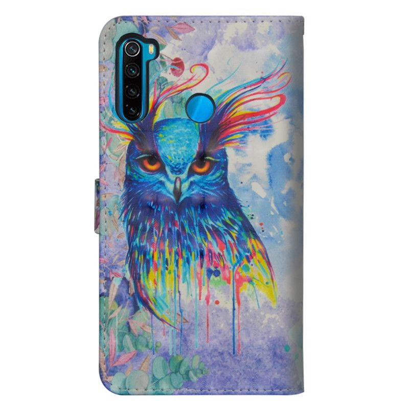 Lærdeksel Folio Deksel Xiaomi Redmi Note 8T Mobildeksel Akvarellfugl