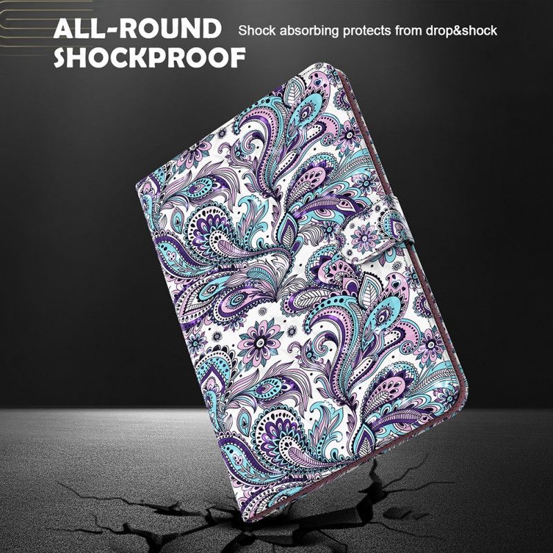 Deksel I Imitert Lær Samsung Galaxy Tab S7 Paisley Mønster