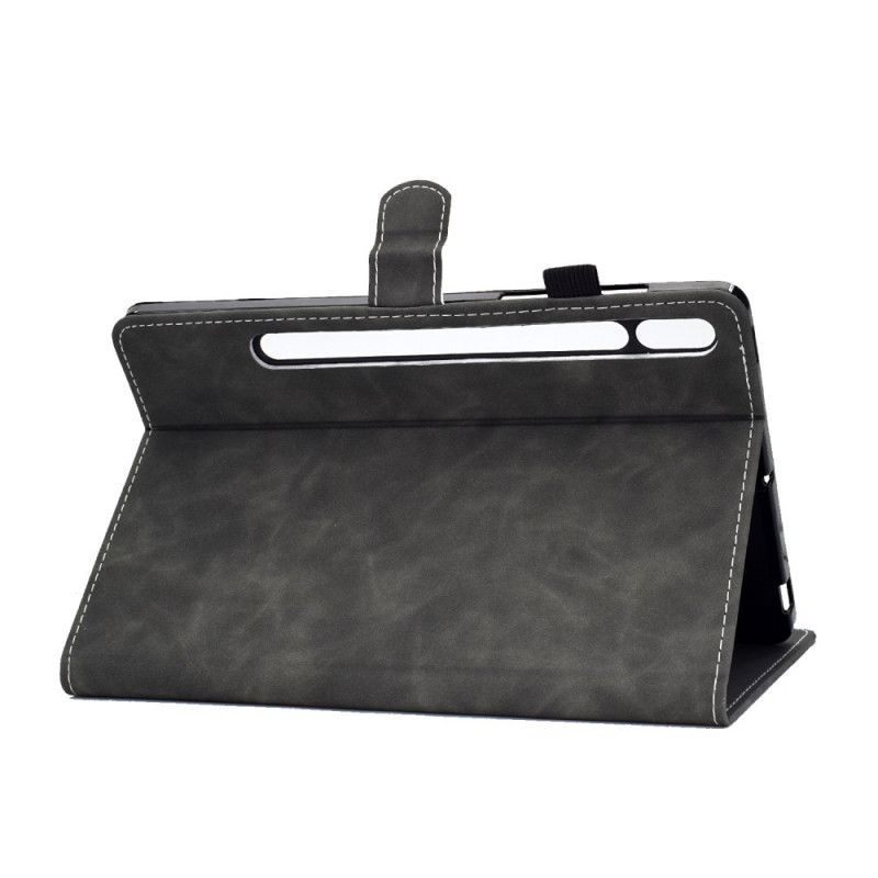 Folio Deksel for Samsung Galaxy Tab S7 Svart Vintage Design Skinneffekt