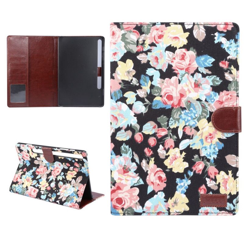 Lærdeksel Folio Deksel Samsung Galaxy Tab S7 Svart Frihetsblomster