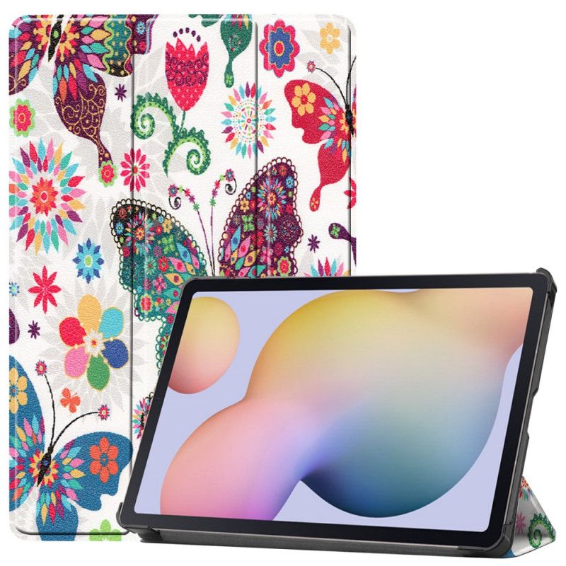 Smart Veske Samsung Galaxy Tab S7 Vintage Blomst Stylus Holder