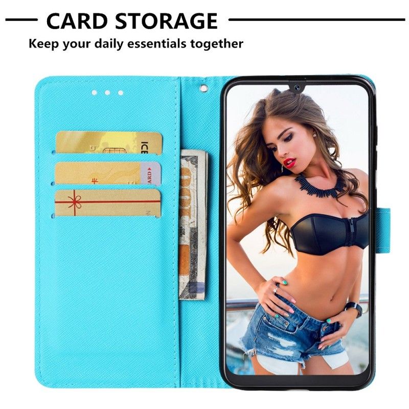 Folio Deksel Samsung Galaxy A50 Gyldne Sommerfugler Anti-fall