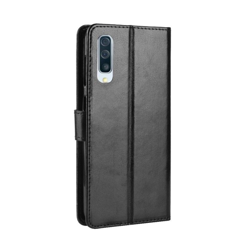 Folio Deksel Samsung Galaxy A50 Svart Firkantet Lærimitasjon Anti-fall