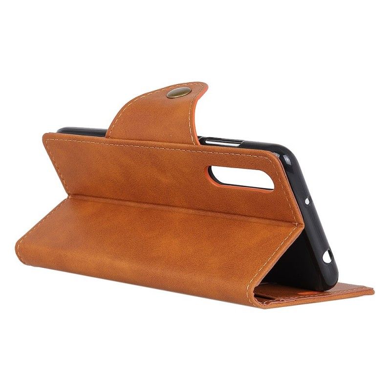 Folio Deksel Samsung Galaxy A50 Svart Vintage Kunstlær-Knapp