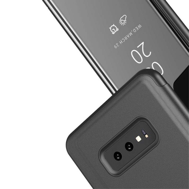 Vis Deksel Samsung Galaxy A50 Svart Speil Og Lærimitasjon
