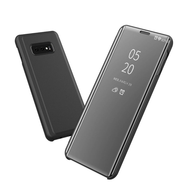 Vis Deksel Samsung Galaxy A50 Svart Speil Og Lærimitasjon