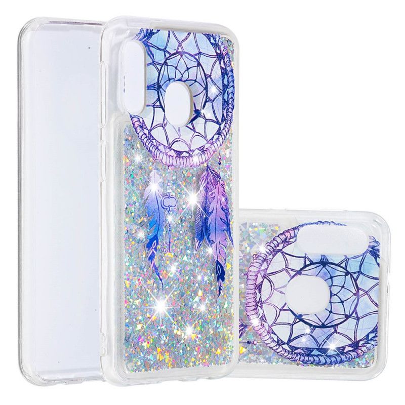 Deksel Samsung Galaxy A20e Blue Glitter Dreamcatcher