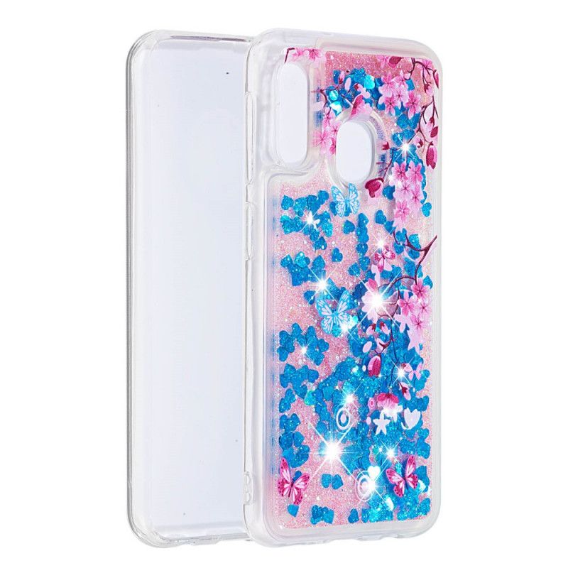 Deksel Samsung Galaxy A20e Sommerfugler Og Blå Blomster