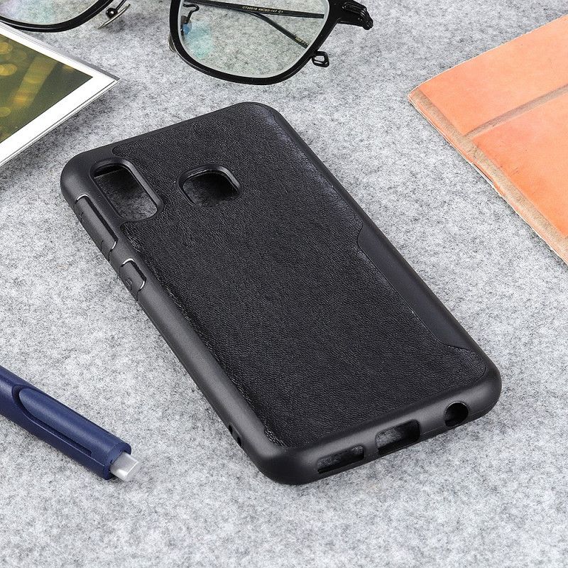 Deksel Samsung Galaxy A20e Svart Mobildeksel Matt Faset Skinn