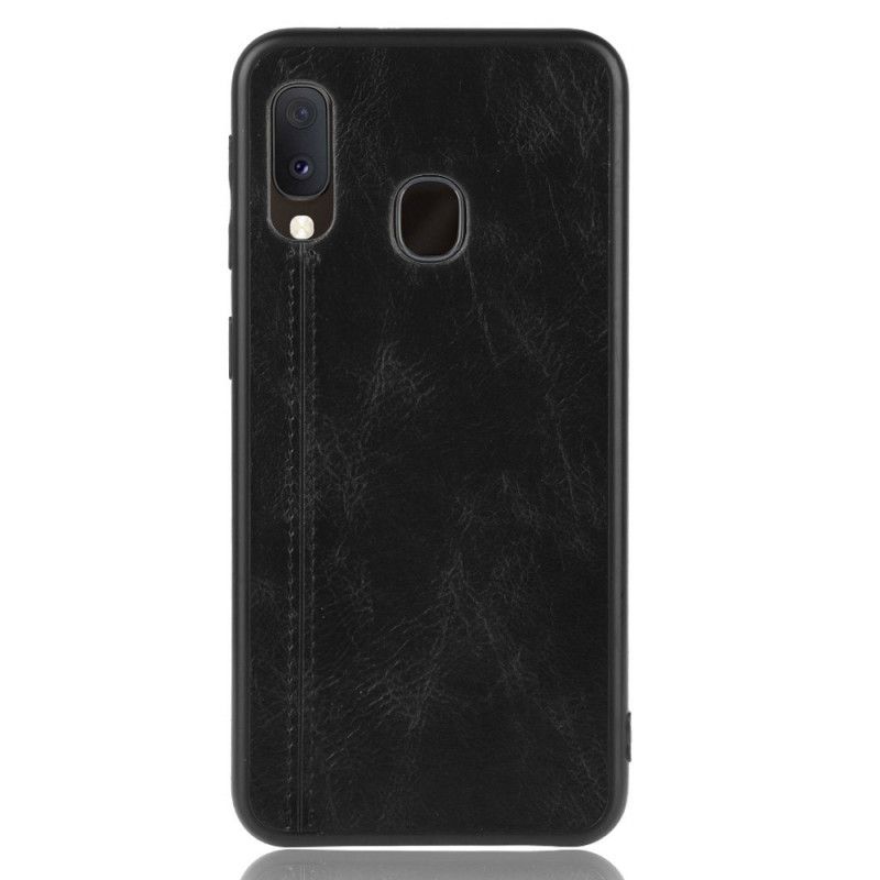 Deksel Samsung Galaxy A20e Svart Sydd Skinneffekt