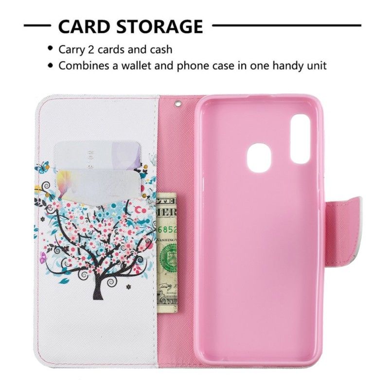 Folio Deksel for Samsung Galaxy A20e Blomstret Tre