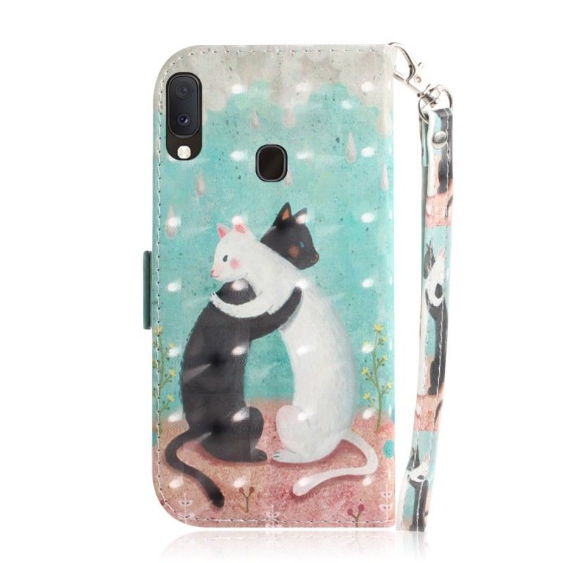 Folio Deksel for Samsung Galaxy A20e Kattevenner Med Tanga