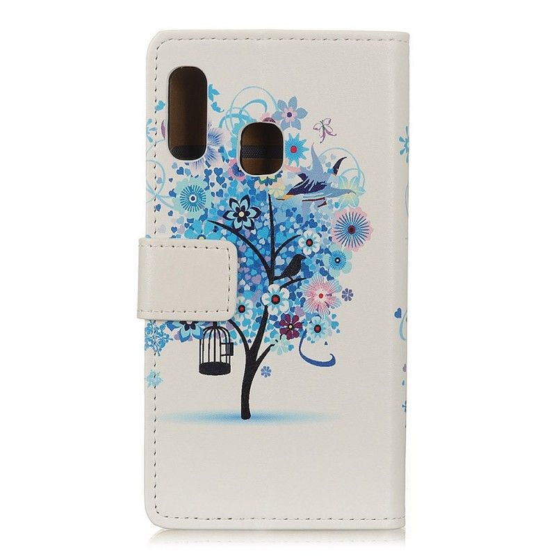 Folio Deksel Samsung Galaxy A20e Oransje Blomstrende Tre Anti-fall