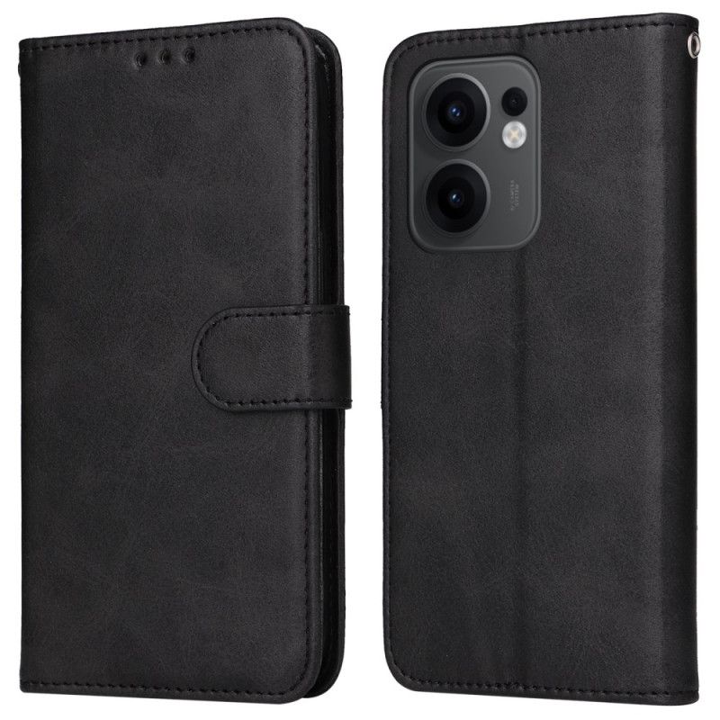 Folio Deksel Oppo Reno 13f 4g / 5g / 13 Fs 5g Ensfarget Kunstskinn Med Stropp Beskyttelse Deksel