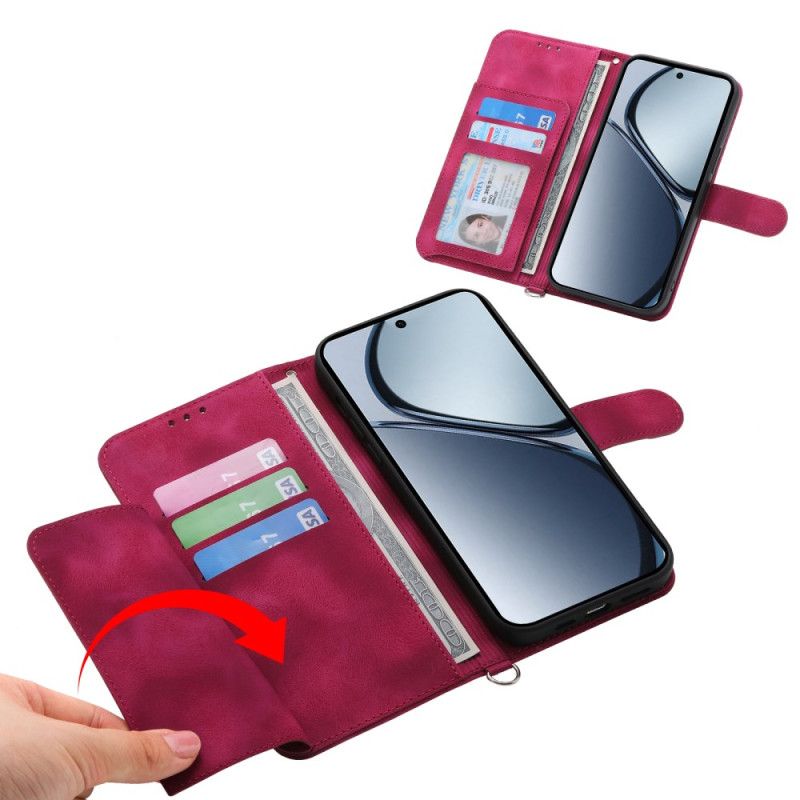 Folio Deksel Oppo Reno 13f 4g / 5g / 13 Fs 5g Semsket Skinn Med Blondeeffekt Med Stropp Og Skulderstropp Beskyttelse Deksel