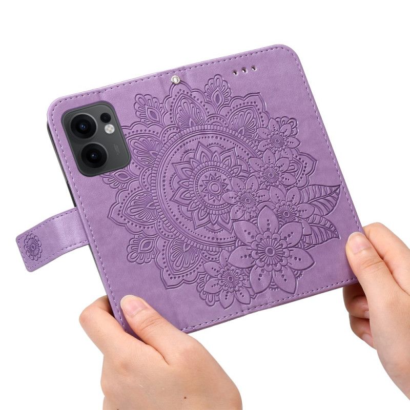 Lærdeksel Folio Deksel Oppo Reno 13f 4g / 5g / 13 Fs 5g Mobildeksel Mandala-trykk