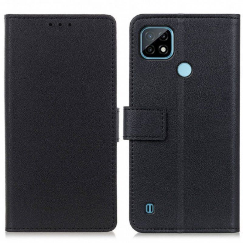 Folio Deksel Til Realme C21 Enkel Skinnende Skinneffekt