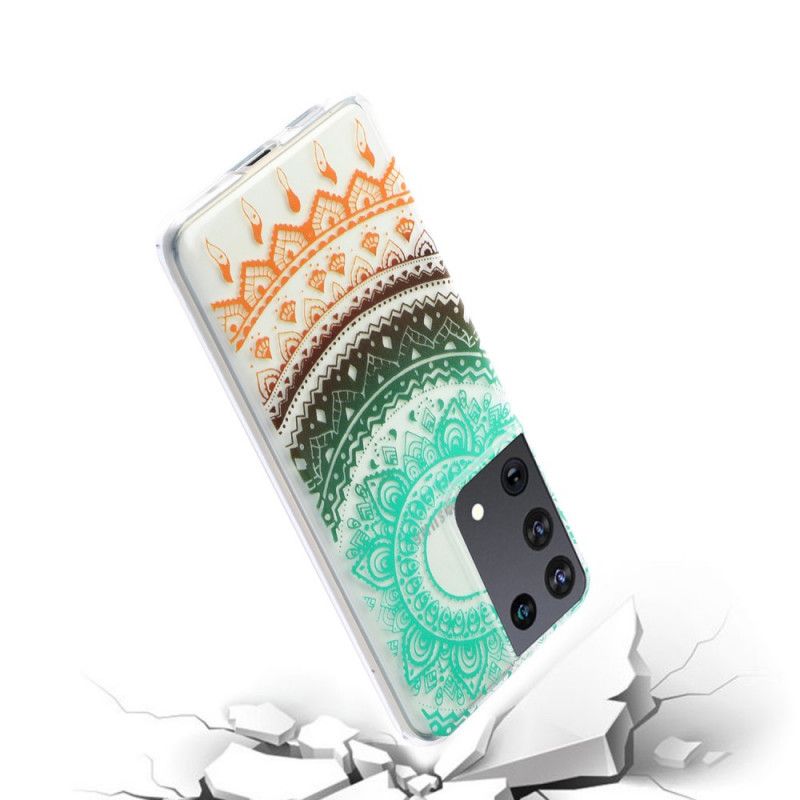 Deksel Samsung Galaxy S21 Ultra 5G Svart Gjennomsiktig Blomstermandala Beskyttelse