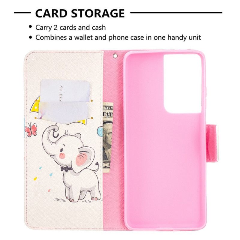 Folio Deksel Samsung Galaxy S21 Ultra 5G Baby Elefant