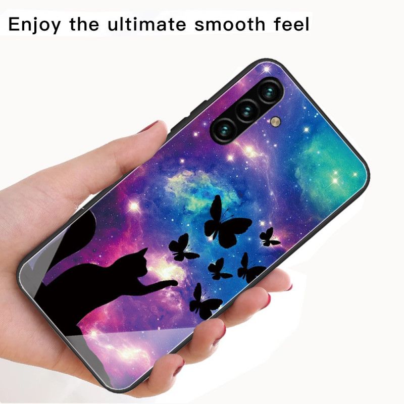 Deksel Samsung Galaxy A13 5g Mobildeksel Katt Og Sommerfugler I Herdet Glass I Verdensrommet