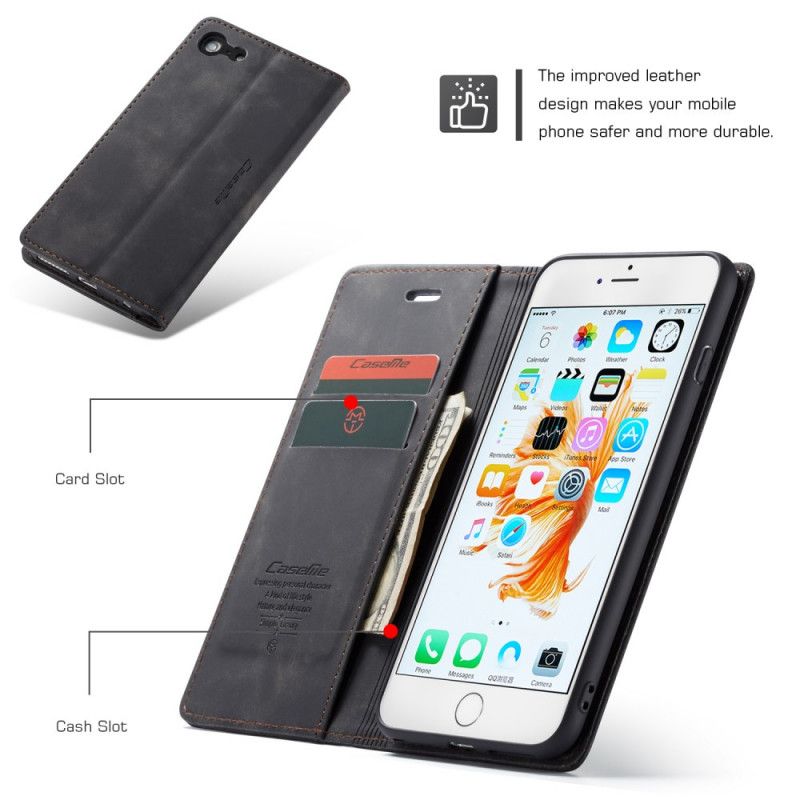 Folio Deksel iPhone 6 / 6S Svart Imitert Lærveske