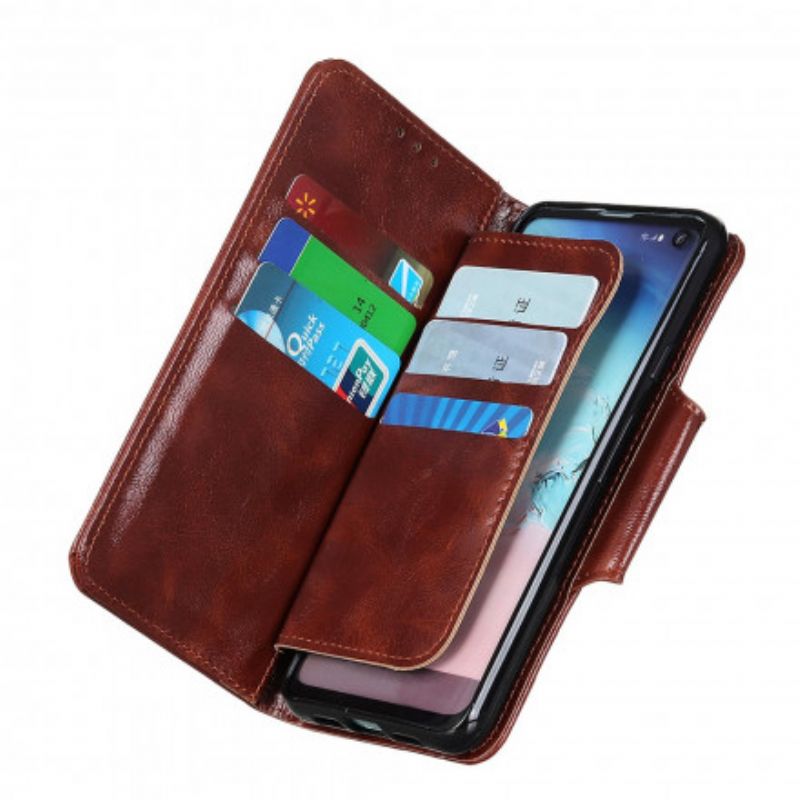 Lærdeksel Folio Deksel Samsung Galaxy Xcover 5 6 Sølvlås Kortholder