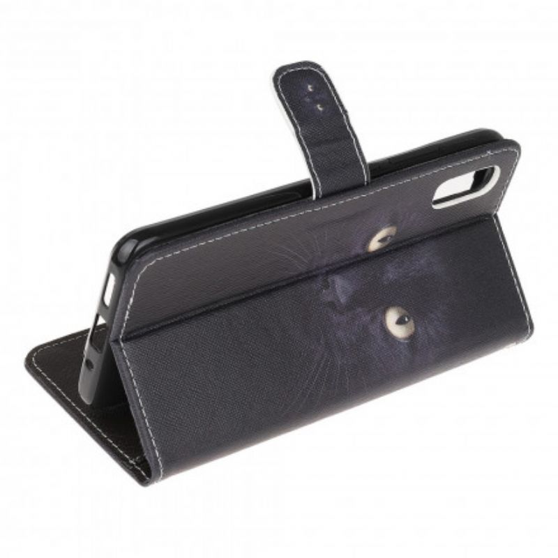 Lærdeksel Folio Deksel Samsung Galaxy Xcover 5 Mobildeksel Black Strappy Cat Eyes