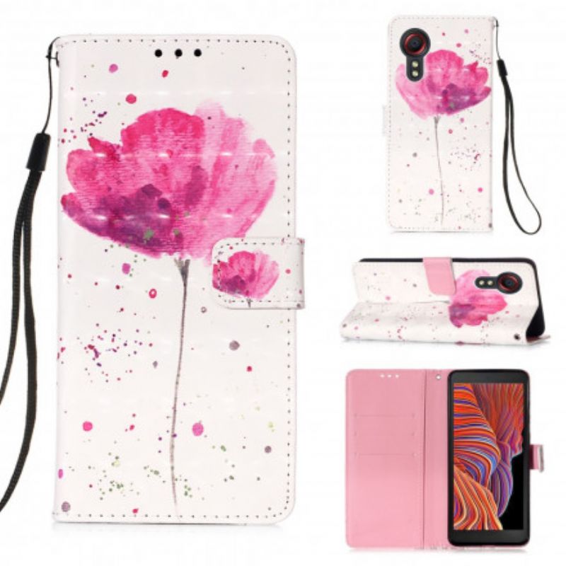 Lærdeksel Folio Deksel Samsung Galaxy Xcover 5 Mobildeksel Poppy Akvarell
